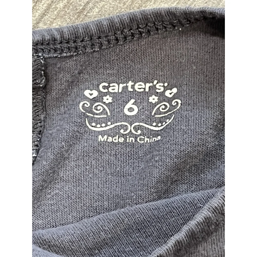 Carters's Dress Gray Embroidered Flowers Long Sleeve‎ Girls Size 6